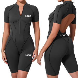 <span class=keywords><strong>Mono</strong></span> de yoga de manga corta con media cremallera personalizado para mujer, con costuras moldeadoras y <span class=keywords><strong>espalda</strong></span> hueca - Product Image 3