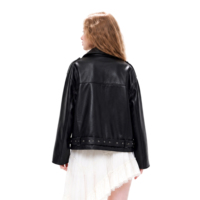 Veste en similicuir pour femme, style motard, coupe ajustée, fermeture éclair, classique, OEM ODM, vente en gros
