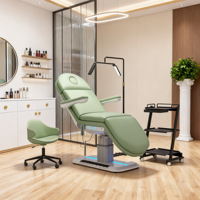 Lit de beauté électrique moderne sur mesure en cuir avec lumières pour salon de beauté, idéal pour les massages, les soins du visage et les extensions de cils
