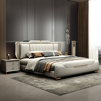 Lit double en cuir italien moderne pour chambre principale, style simple et minimaliste, vente en gros d'usine