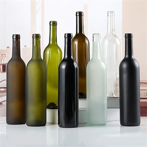 Botella de vino vacía marrón verde oscuro de 750ml botella de vino de vidrio transparente esmerilado de color de cuello <span class=keywords><strong>largo</strong></span> - Product Image 4