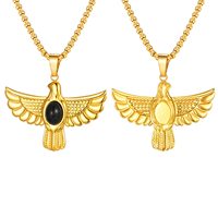 Collier pendentif mode superposé en acier inoxydable plaqué or 18 carats, motif aile d'ange et aigle, style vintage français