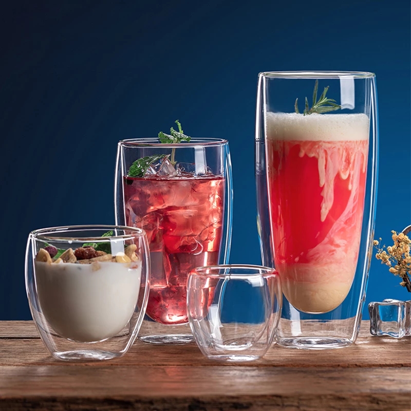 Двухслойная стеклянная чашка для кофе чашка для горячей воды высокая боросиликатная термостойкая Взрывозащищенная чашка для завтрака бытовая вода