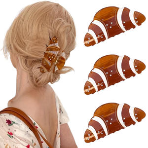 Nouvelle conception, pinces à cheveux en strass pour filles, forme de pain, exquises et adorables, pour cheveux épais, pince à cheveux mignonne pour l'extérieur - Product Image 1