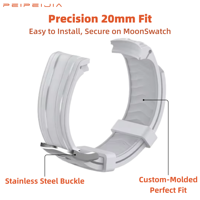 Bracelet de montre en TPU de 20 mm compatible avec Omega X Swatch MoonSwatch, bracelet de remplacement pour Omega Swatch Moonwatch