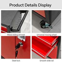 Armoire à outils à 3 tiroirs avec portes doubles, chariot à outils roulant verrouillable en acier sur roues pour garage et atelier