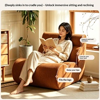Petit canapé inclinable individuel en forme de chenille – Style luxe léger, rembourré en éponge pour chambre, salon et balcon