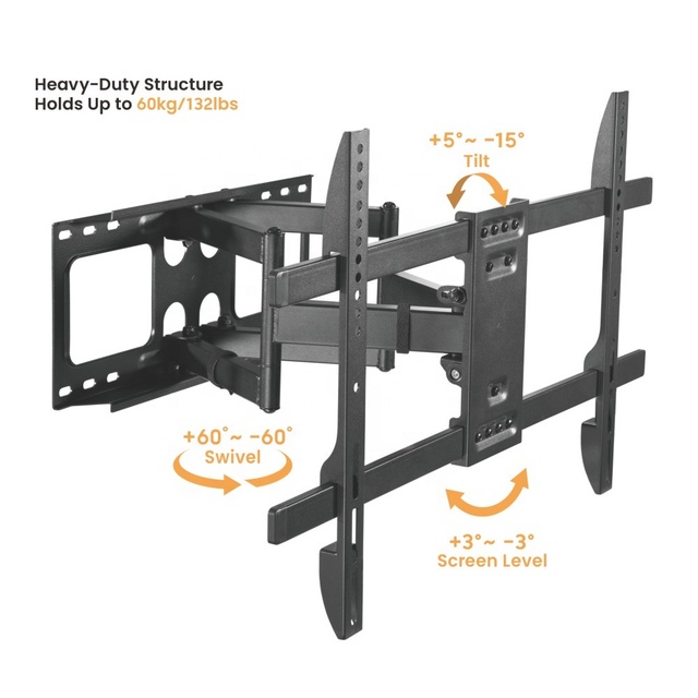 Wholesale OEM ODM Heavy-Duty Steel Tilt TV Bracket Tilt Full-Motion Large TV Wall Stand Mount for 37 to 86 Inches LED LCD Screen