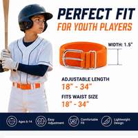 Ceinture de baseball orange pour jeunes, élastique et réglable, en sangle, pour uniforme d'équipe, vente en gros, OEM ODM