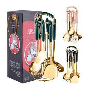 Factory Price 7 Pcs Luxury Kitchen <strong>Cooking</strong> Ceramic Handle Stainless Steel Utensils Kitchen <strong>Cooking</strong> <strong>Set</strong> - Product Image 2