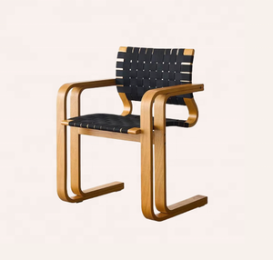 Sillas de comedor de madera maciza de diseño para adultos, con reposabrazos, sillas tejidas, respaldos de escritorio retro sencillos, sillas - Product Image 1