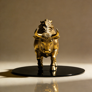 Statuetta di Bisonte Americano da Pascolo delle Pianure del Sud-Ovest con Base Trofeo - Product Image 1