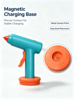 Pistolet à colle chaude sans fil portable 3,7 V Li-ion avec station de charge magnétique à chauffage rapide pour le bricolage, les loisirs créatifs et les réparations domestiques