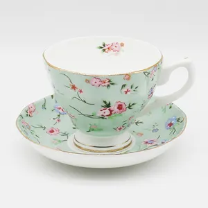 Offre Spéciale tasse à thé et soucoupe de 210ml en porcelaine émaillée de luxe à personnaliser pour un usage domestique