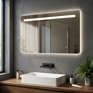 Miroir de salle de bain à interrupteur tactile en alliage d'aluminium, style européen tendance 2025, éclairage LED rectangulaire mural moderne - Product Image 3