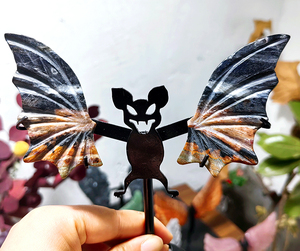 Alas de cristal natural con diferentes temas Dragon Angel Demon Bat Butterfly Soporte de metal para manualidades de cristal - Product Image 2