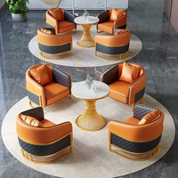 Canapé moderne de luxe léger pour hall d'accueil, fauteuil de salon en cuir
