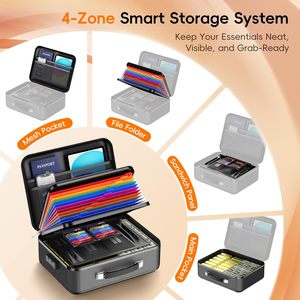 <b>Fireproof</b> <b>Document</b> <b>Box</b> with Lock Hard-Shell Fire-Resistant File Organizer Portable Safe Storage Case with 13 Pocket <b>for</b> Valuable - Product Image 3