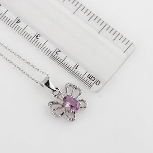 Collar con Colgante de Mariposa de Cristal Amatista, Plata de Ley 925, Piedra Ovalada Facetada, Joyería de Moda para Mujer, Regalo - Product Image 3