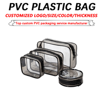 Emballage de toilette transparent avec LOGO personnalisé, boîte de rangement transparente pour organisateur de cosmétiques, trousse de beauté en PVC, trousse de maquillage