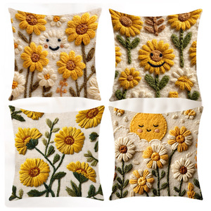 Nueva funda de cojín con bordado de girasoles, almohada para sofá, cojín decorativo fresco y bonito para ventana o cabecera de cama - Product Image 1