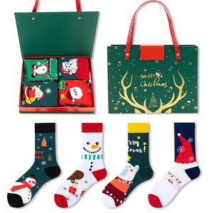 4 Pair Christmas Box Set Santa Holiday Crew <b>Socks</b> Xmas Stocking Stuffer Winter <b>Gift</b> for Family - Product Image 2