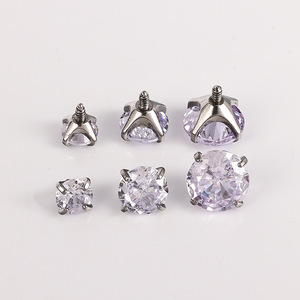 Piercing Labret y para Lengua con Rosca Externa y Engaste de Circonita Cúbica G23 5A |   Accesorios de titanio para piercing de cartílago de oreja y labio - Product Image 3
