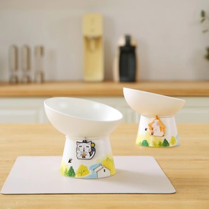 ชามเซรามิกสำหรับสัตว์เลี้ยงทรงกลมทำความสะอาดง่ายทันสมัยชามอาหารสุนัขแมว - Product Image 4