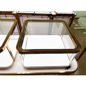 Venta directa de fábrica, pintura, joyería de oro, vitrina de exhibición, vitrina de vidrio de madera, mostrador redondo de joyería de acero inoxidable - Product Image 5