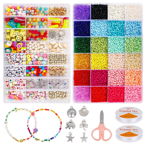 ลูกปัดแก้วอะคริลิกรูปทรงกลมขายดี ชุดทำเครื่องประดับ DIY สำหรับเด็ก สร้อยข้อมือยิ้มแย้ม - Product Image 1