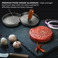 Presse à hamburgers en acier antiadhésif de haute qualité Breznoa, moule à viande manuel pour hamburgers avec poignée en bois, barbecue professionnel