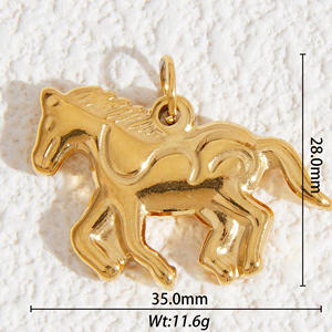 Tinggi Polandia hewan jimat tahan air baja tahan karat 18K emas kuda burung hantu kupu-kupu siput gajah jimat untuk Kalung - Product Image 4