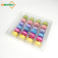 24 boîtes cadeaux en plastique PET transparent pour macarons, boîtes d'emballage pliables transparentes pour desserts avec inserts
