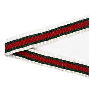 Accessoire à la mode personnalisé 'Hook Em Horns' Sangle de sac à main perlée Cannes multicolores avec sangles de sac en perles de rocaille en or blanc - Product Image 1