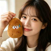 Porte-clés en peluche Patate Mignonne Kawaii, Pendentif en peluche marron moelleux, Breloque de sac à dos, Décoration amusante pour enfants, Cadeau en nylon
