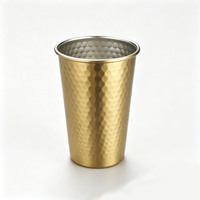 Tasses à bière à double paroi en acier inoxydable texturé martelé, mugs à lait, gobelets pour boissons froides, vaisselle de cuisine