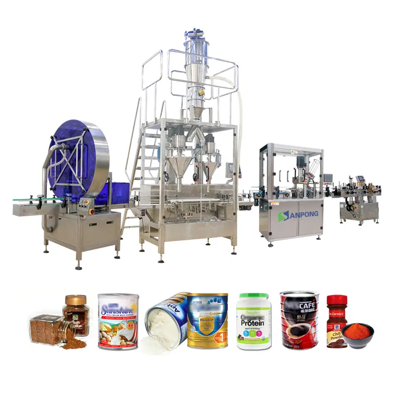 High quality customizable protein coffee powders weighing capping production line milk powder filling sealing packing machine