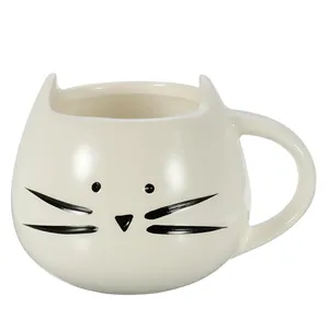 Animal Novelty White Cat Shaped Ceramic Mug