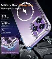 Coque de téléphone magnétique transparente 5 en 1 avec protection d'écran en verre trempé + protection de l'appareil photo pour iPhone 16 15 14 13 12 11 Pro Max