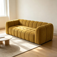 Vente chaude usine : Canapé paresseux en éponge compressée, style citrouille, style crémeux, moderne, sans cadre, en rangée droite, pour salon