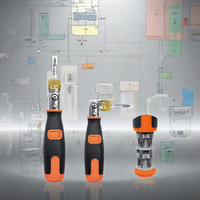Tournevis à cliquet isotherme chromé bidirectionnel réglable 10-en-1 portable, multifonction pour bricolage