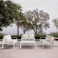 Prix bon marché de haute qualité 4 pcs terrasse meubles de jardin fronde siège en maille ensemble de canapé en aluminium