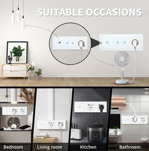 Tuya lampu dinding sentuh cerdas WiFi, lampu dinding 1/2/3 Gang sakelar dan Outlet dengan tipe C + USB berfungsi dengan Alexa Google Home - Product Image 5