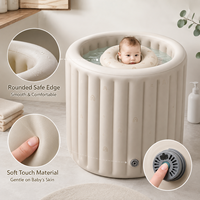 Baignoire gonflable pour bébé avec pompe à air intégrée, chambres à air en PVC isolées et rangement compact pour personnalisation de marque