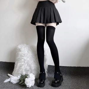 Breathable 2-Color Plain High <b>Socks</b> for <b>Women</b> <b>Long</b> Stockings Half <b>Socks</b> - Product Image 1