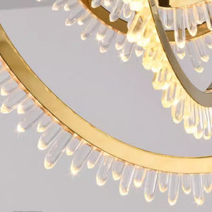Lustre en cristal K9 en acier inoxydable de luxe avec design de balançoire en forme de glaçon, luminaire suspendu LED doré pour <span class=keywords><strong>plafond</strong></span> haut, décoration de la maison - Product Image 2