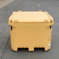Glacière isotherme 660L en PE, étanche, avec compartiment pour glace sèche, pour le transport de fruits de mer et l'utilisation alimentaire