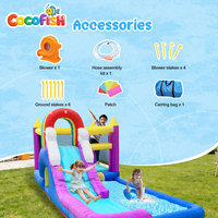 Château gonflable aquatique Cocofish avec toboggan et piscine, château gonflable arc-en-ciel Oxford pour enfants pour fête d'été en plein air
