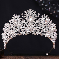 Couronne d'argent robe de mariée de luxe casque haut de gamme cristal strass élégant mariée maquillage princesse diadème anniversaires