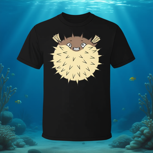 Camiseta premium con diseño de pez globo de Zoo Life, color negro, unisex para adultos - Product Image 3